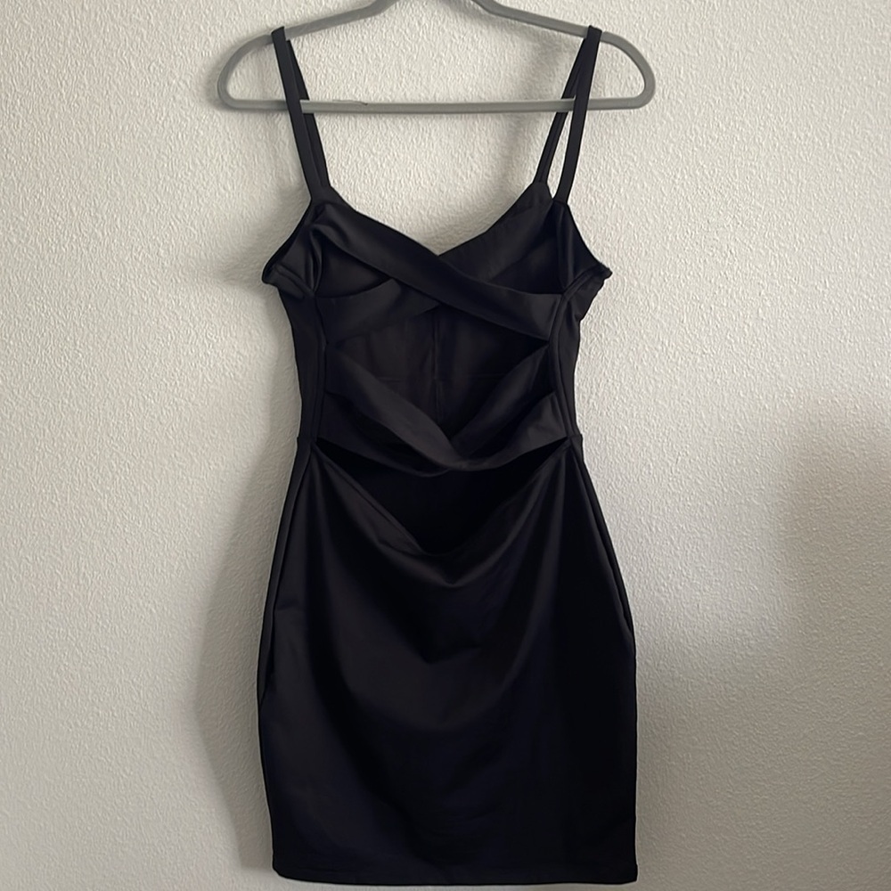 FABLETICS Women's Medium Malindi Black Athleisure Strappy Back Dress - Picture 3 of 9
